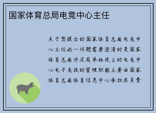国家体育总局电竞中心主任